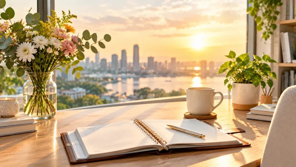 Bright Monday workspace representing a fresh start to the new week.